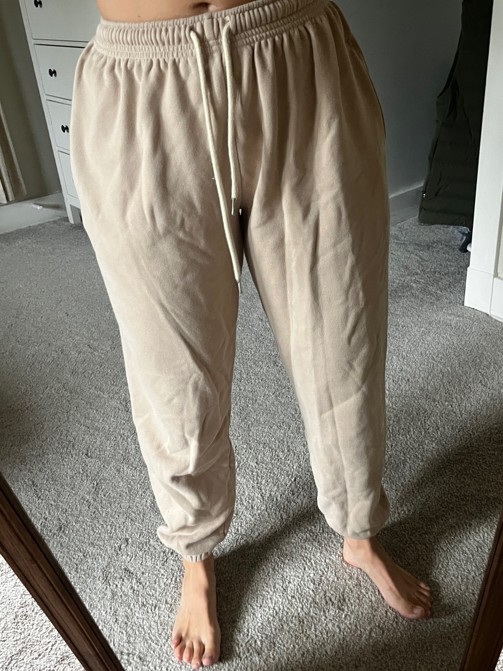 White Fox Boutique Beige Drawstring Joggers